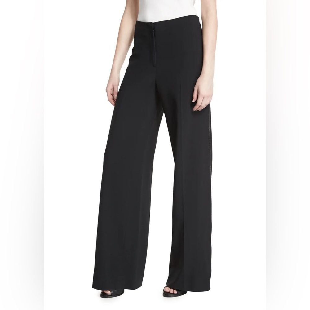 NWOT Jason Wu Wide-Leg Side-Zip Crepe Pants Black Designer Luxury Small Size 6